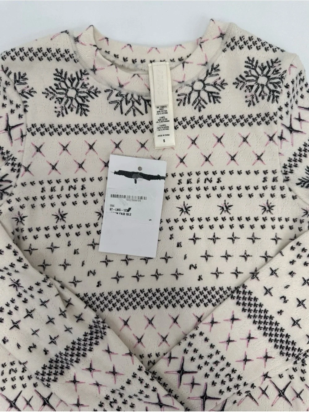 Skims,Cream Snowflake Pajamas, girls size 5